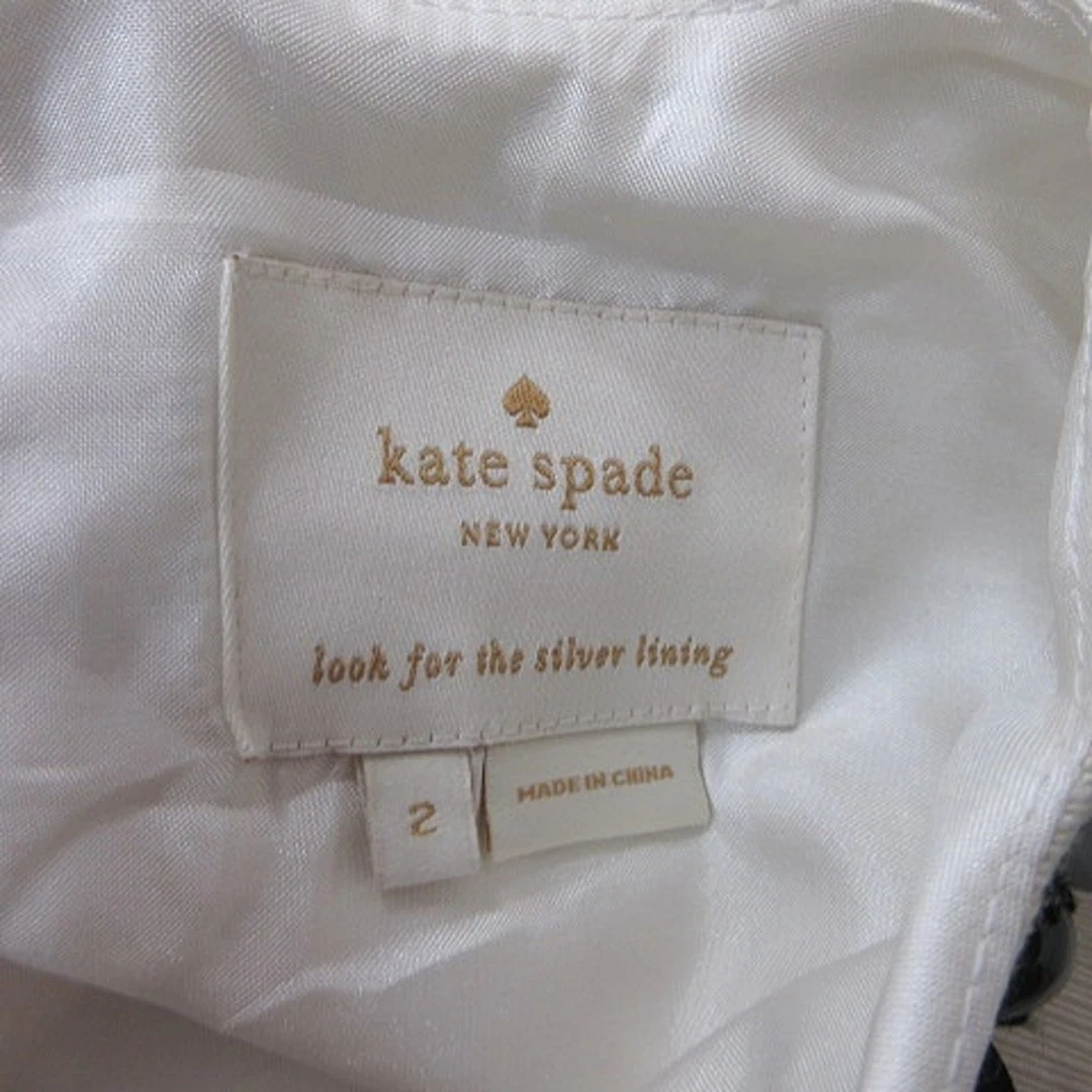 Paillettes senza maniche Kate Spade pezzo unico lunghezza ginocchio 2 M bianco nero YI (taglia usata
