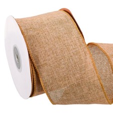 Wired Edge Ribbon 2-1/2 Inch Width x 10 Yard Burlap Wired Ribbon Orange