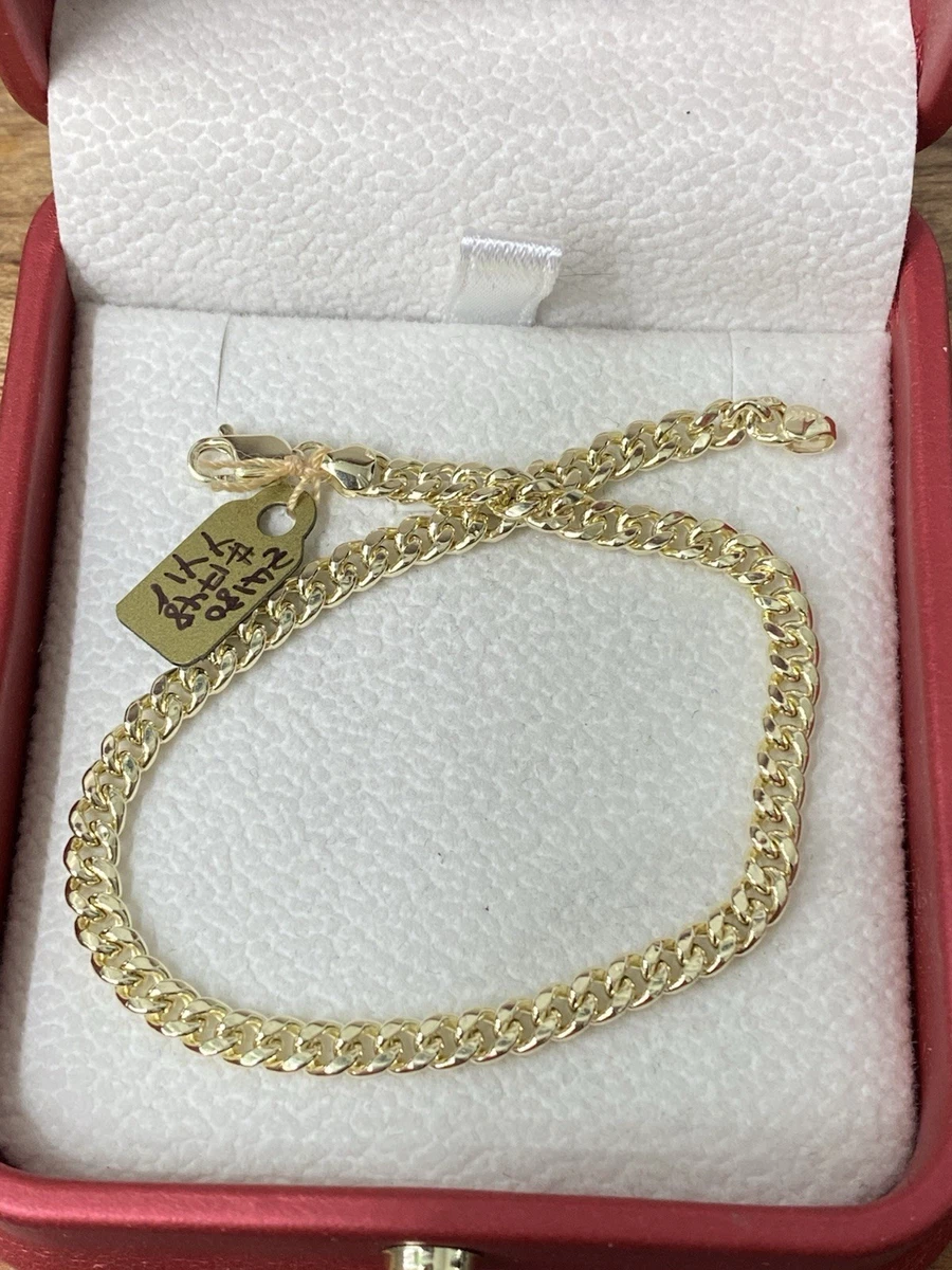14 Karat Gelbgold hohles leichtes kubanisches Gliederarmband