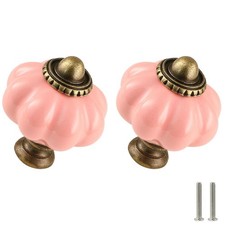 Pink Pumpkin Knobs 2 Pack Ceramic Cabinet Knobs Vintage Drawer Pulls - Antiqu...