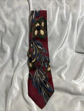 Vintage AQUASCUTUM Burgundy Floral 100% Silk Tie Made in USA
