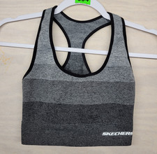 Skechers Women's SZ Large Sports Bra Seamless Ombre Gray Racerback Stretch