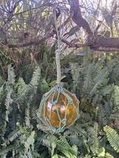 VINTAGE AMBER GLASS JAPANESE FISHING NET BOUY BALL