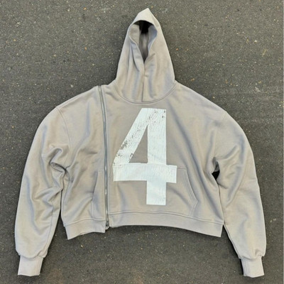 Mens Distressed Printed Hoodie Sweatshirt Long Sleeve Jacket Streetwear unisex