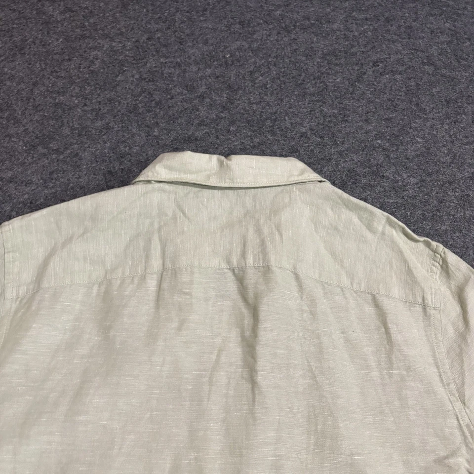Perry Ellis Button Shirt Mens Medium Linen Blend Short Sleeve Green - Image 4 of 4