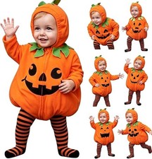 Baby Pumpkin Costume Hooded Halloween Romper Unisex Size 100 for 18- 24 Months