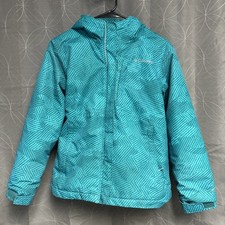 Columbia Girls Bugaboo ll Fleece Winter Jacket Size M Turquoise Geometric
