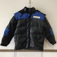 AVIREX Men's VARSITY LAMB Leather Down Jacket Black Blue Size S from Japan