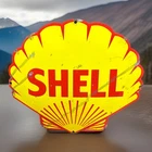 Vintage 13” X 13 3/4” SHELL Clam Die Cut Porcelain Metal Oil Gas Pump Plate Sign