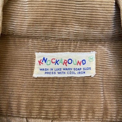 Vintage 50s 60s Corduroy Shirt Medium Knockaround Caramel Brown Tan Flap Pockets