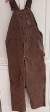 Vintage Carhartt Overalls Men Size W42x32 Brown Double Knee Carpenter USA