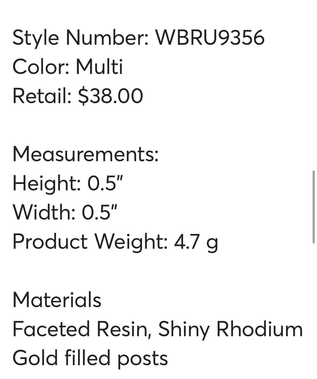 Orecchini nuovi con etichette Kate Spade quadrati mini glitter borchie confetti multicolore