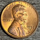 1958-D Lincoln Cent • PURPLE TONED BU+ Uncirculated • Denver Mint SCARSE CENT