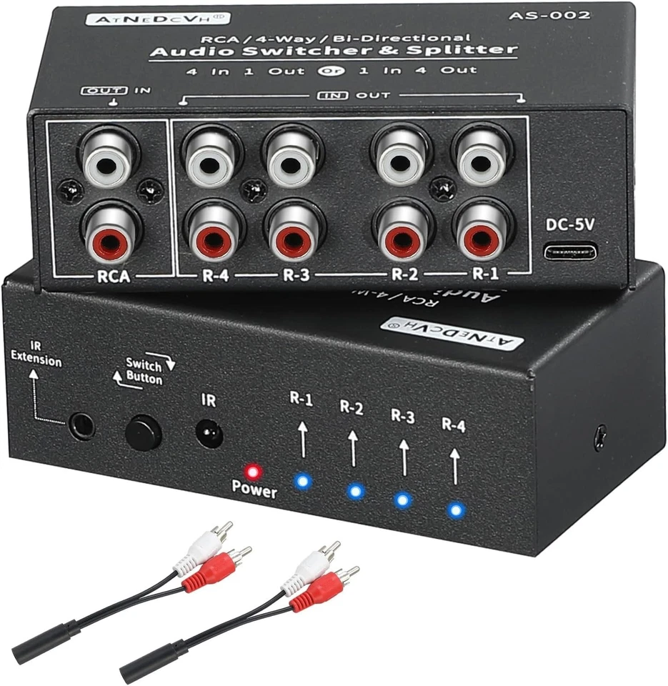 Aluminum Bi-Directional Audio Switcher with Remote Control & Compact Design - Image 4 of 4
