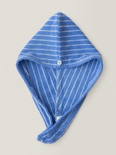 1 PCS Azure Holiday Striped Hair Towel Wrap Drying Tool Combed Cotton Luxe New