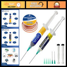 Lead-Free Solder Paste 30g, No Clean Flux 10cc Solder Wick for SMD/SMT Repair