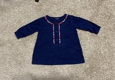 Girls Navy Bric Brac Newborn Top