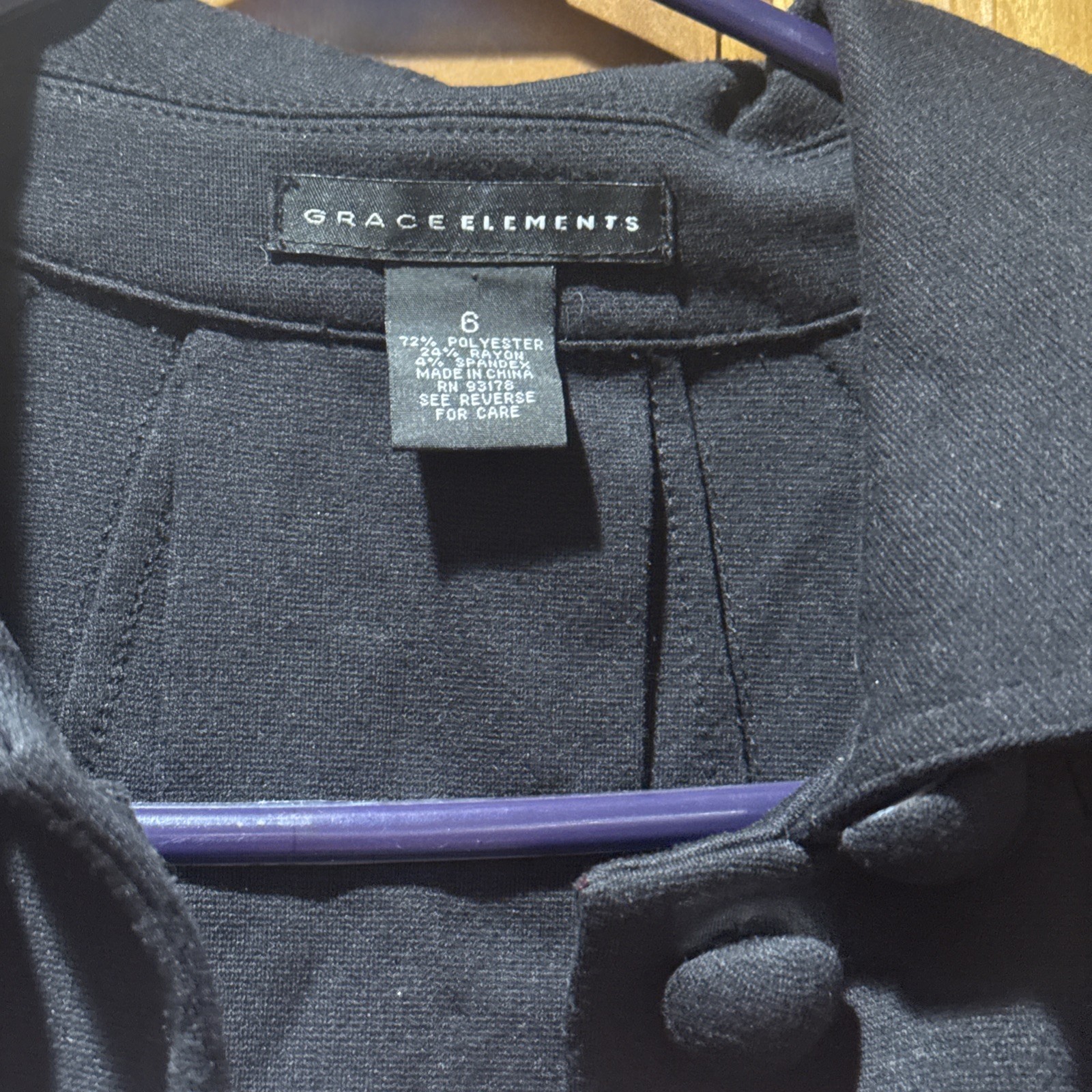 Grace Elements Women's Jacket Button Size 6 Black… - image 3