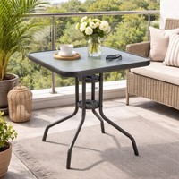 Bistrotisch 60X60Cm Glas/Metall Antrhrazit Balkontisch Glastisch Gartentisch