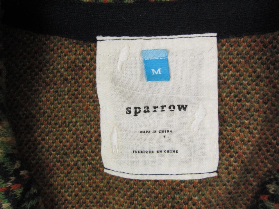 Chaqueta Sparrow Anthropologie Mujer Mediana Verde Lana de Cordero Cárdigan Pata de Gallo Foto 3 de 4