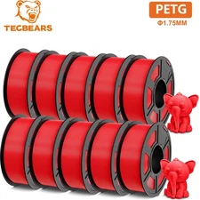 TECBEARS 10KG PETG Red 3D Printer Filament Consumables 1.75mm NO Tangle Neatly
