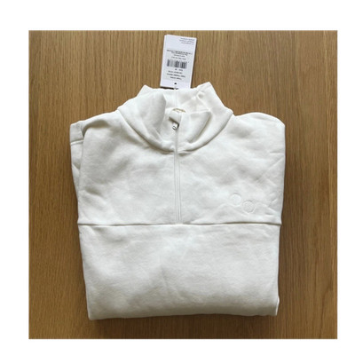 pingpong Sweatshirt Baumwolle Stehkragen 1/2 Zip Logo Weiß XS Unisex