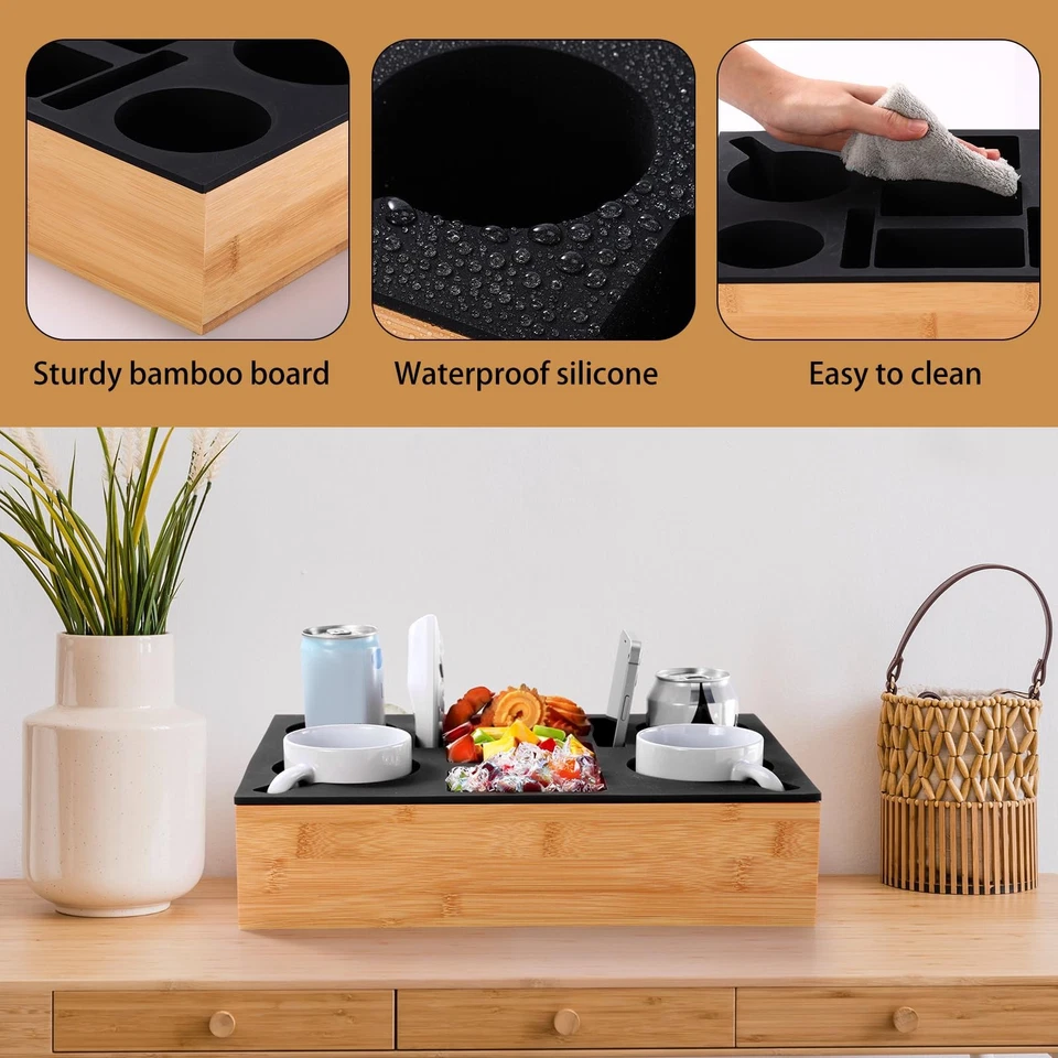 Couch Cup Holder Tray, Silicone Couch Caddy Waterproof Anti-Spill Sofa Cup Ho... - Image 3 of 4