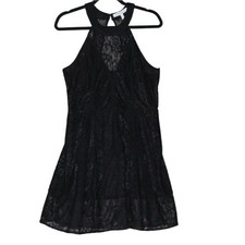 BCBGeneration Dress Womens Sz 12 Black Lace Halter Fit & Flare Cocktail New $118