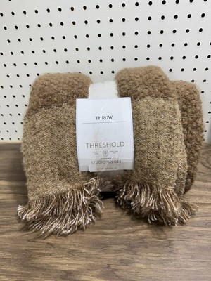 50''x60'' Tonal Woven Boucle Throw Blanket Tan - Threshold designed with Studio