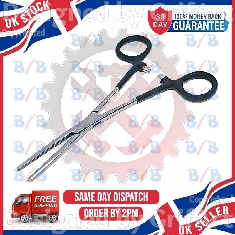 10" EXTRA LONG FORCEPS STRAIGHT BENT LOCKING INSULATED HANDLES STAINLESS STEEL - Image 3 of 4