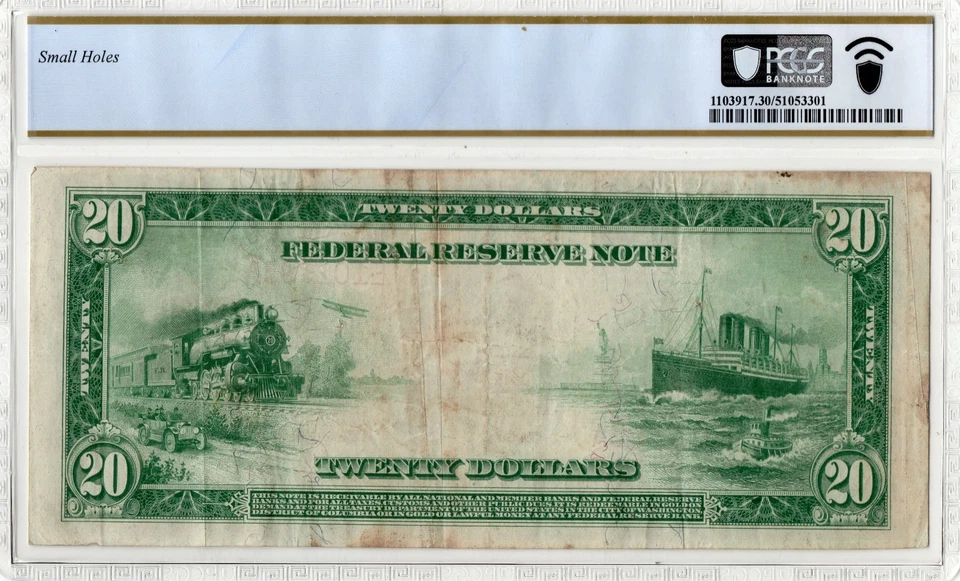 1914 $20 Federal Reserve Red Seal  Note Richmond.Fr.956A PCGS-30 - Image 2 of 2