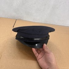 Vintage Uniform Visor Hat Cap Navy Blue Gold Crest Buttons Size 7 18 Vintage Uniform Visor Hat Cap Navy Blue Gold Crest Buttons Size 7 18