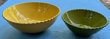 Set of 2 Le Faubourg Green & Yellow Beaded Edge 11" & 9" Nesting Bowls Portugal