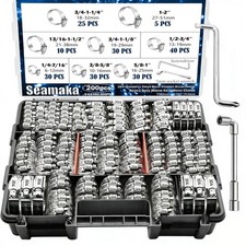 Seamaka Hose Clamp Assortment 202pcs 304 Stainless Steel 202pcs Silver