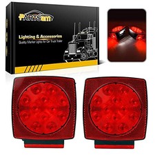 12V Submersible Square Led Trailer Light,White LED Stop Turn Tail License Red