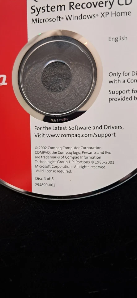 CD de recuperación del sistema Compaq QuickRestore 1,4,5 - MS Windows XP Home Foto 4 de 4