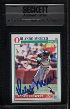 BAS 1991 Score Rookie Prospect Orlando Merced #747 Seal of Authenticity Auto 3c7