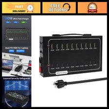 580W USB Charging Station, 20 Port Fast Charger Block, PD  QC for Multiple Devi
