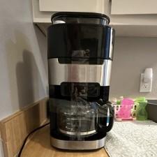 Black & Silver Digital Drip Coffee Maker, Gla...
