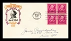 DR JIM STAMPS US COVER CHARLES W ELIOT FAMOUS AMERICANS FDC BLOCK TORKEL GUNDEL