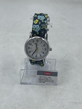 Timex Women's 31mm Weekender Watch White/Silvertone/Blue Floral Nylon Strap