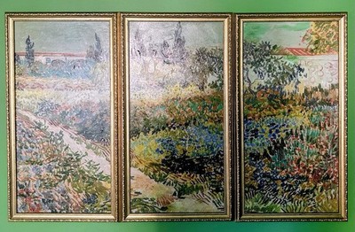 Vincent Van Gogh  Garden At Arles Repro Canvas Framed Hand Embellished 26 x42 