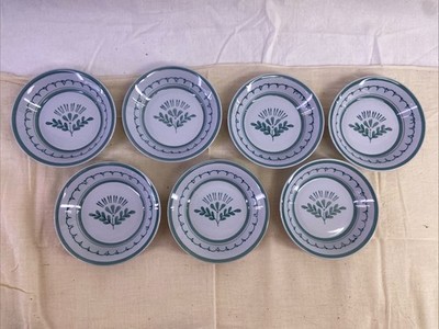 7 Vintage Arabia Finland Green Thistle Fruit Dessert Bowls 5 