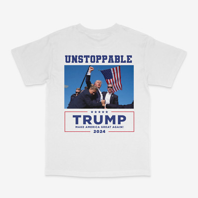 TRUMP is UNSTOPPABLE T-Shirt Trump 2024 Bullet Shot T-Shirt NEW Republican Tee
