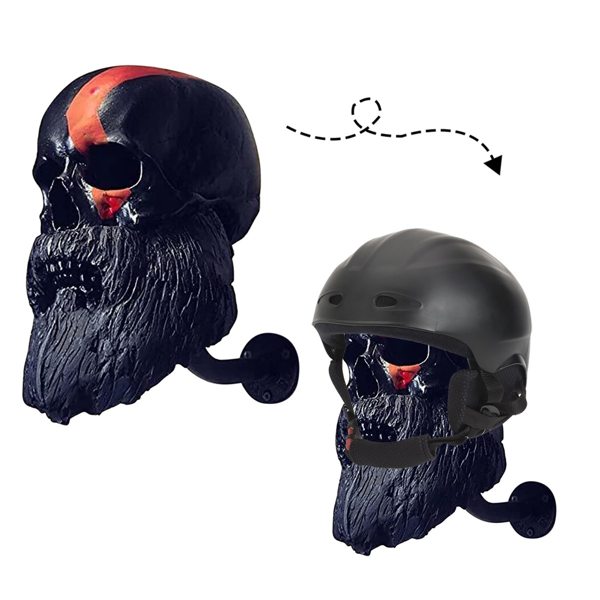 Motorcycle Skull Helmet Holder,Helmhalter Mit Totenkopf,Helm Aufbewahrung Halter Helm Halterung,Wandmontage Hut Halter Motorradzubehör Helmhalter,Helmhalter Wand,Motorradhelm Rack & Jackenhaken A