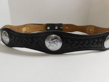Circle Y Womens Or Mens Black Leather Belt With Conchos Size 38 No Buckle TEXAS