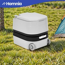 5.28 Gallon Portable Toilet 20L Flush RV Travel Camping Commode Potty w/ Wheels