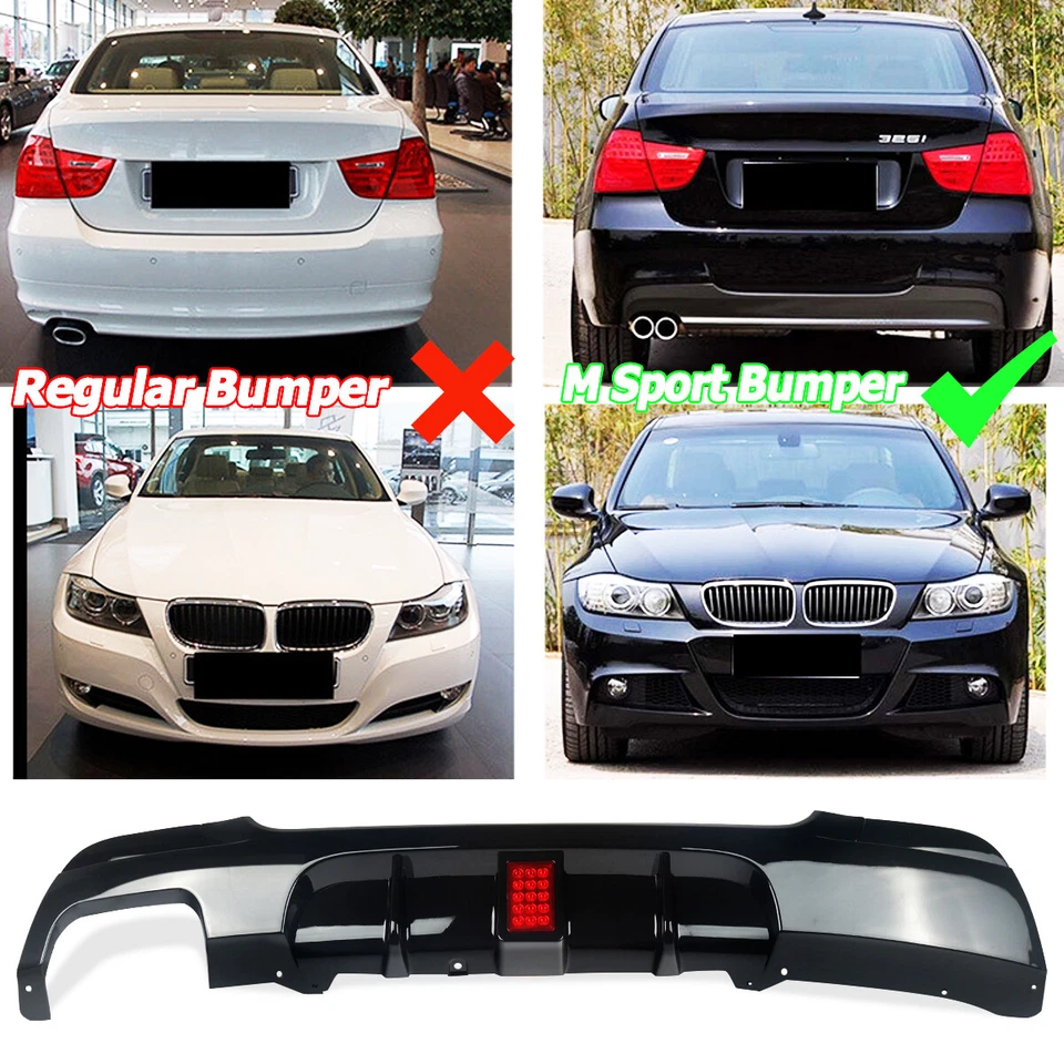 Rear Bumper Diffuser Spoiler Lip w/ LED Light For BMW E92 E93 325i 328i 2007-13 Foto 2 de 4