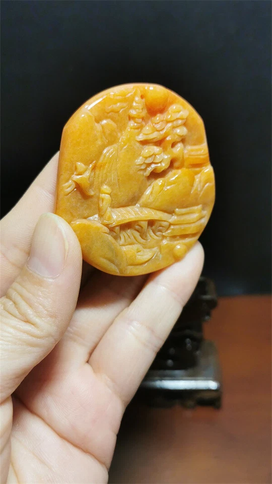 100% Natural Hand-carved Jade Pendant Jadeite Necklace landscape A-44 - Image 2 of 4