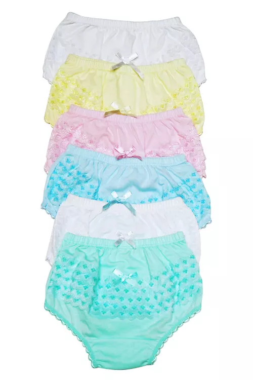 4 Ruffle Girls Panties Kids Preteen Toddler Underwear Solid Cotton Size 4-6  109